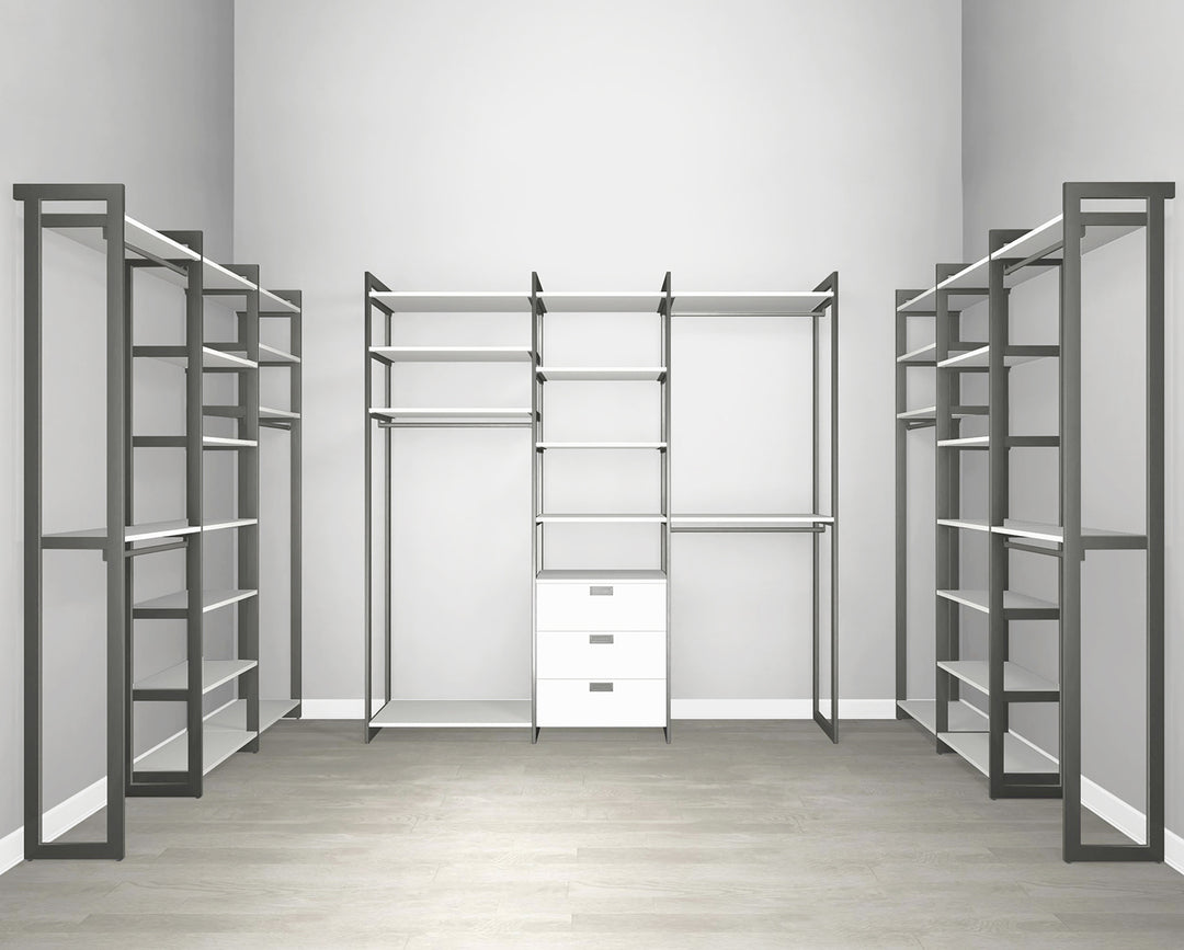 Custom Alta Free Standing Wardrobe Closet - 3 Extending Shoe Storage Shelves